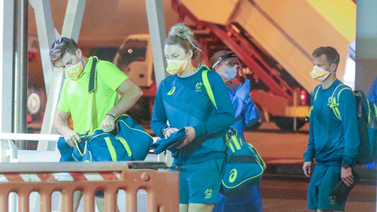 The first wave of Australian Olympians return home. Picture: Glenn Campbell