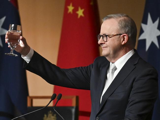 CANBERRA, Australia, NewsWire Photos. June 17, 2024:  Prime Minister Albanese address at the lunch for Chinese Premier Li Qiang at Parliament House in Canberra. Picture: NewsWire / Martin Ollman