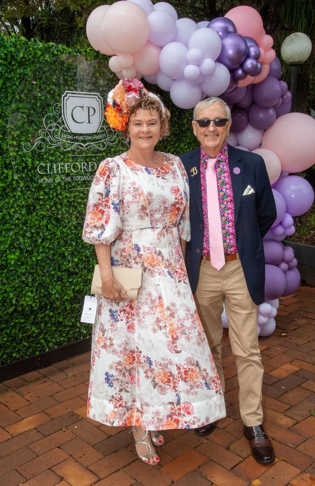 (From left) Belinda and Bill Amourous. Weetwood Raceday at Toowoomba Turf Club. Saturday, September 28, 2024. Picture: Nev Madsen.