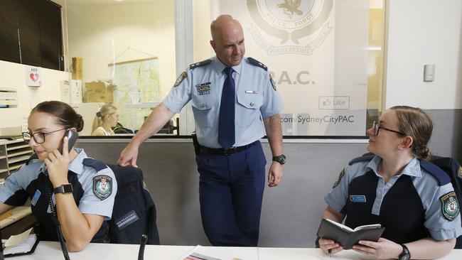 Superintendent Martin Fileman at the Day St station with Constable Ella Tauroa and Constable Abbey Jackson. Picture: John Appleyard