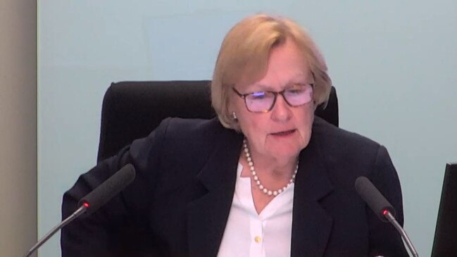 Commissioner Patricia Bergin hearing testimony at the NSW gamin inquiry. Picture: Supplied