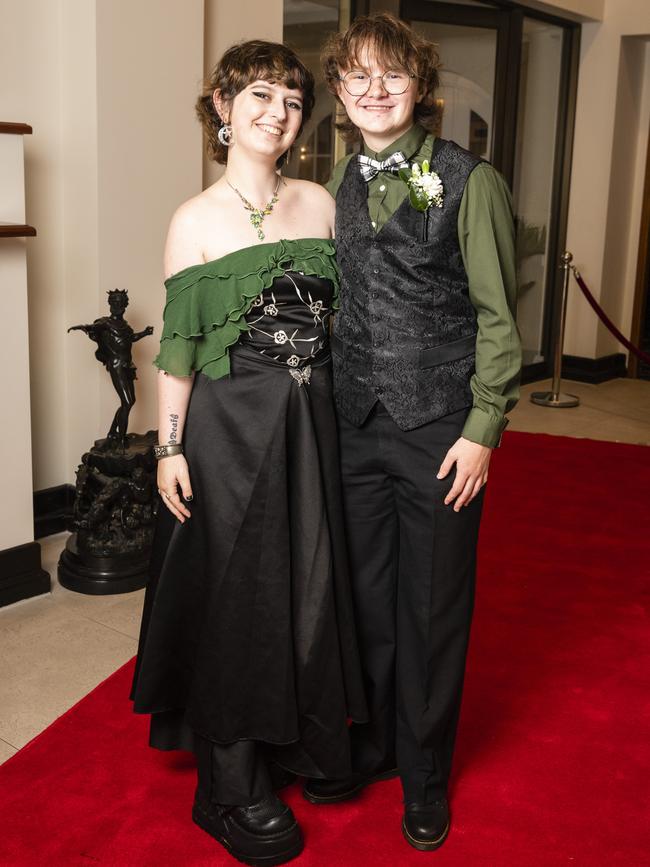 Graduate Alex Cupples arrives with his partner Sam Fitzpatrick to the Toowoomba Flexi School formal at Burke and Wills Hotel, Thursday, October 20, 2022. Picture: Kevin Farmer