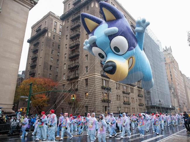 The Bluey balloon floats the Annual Thanksgiving Day Parade in New York City. Picture: Getty Images/AFP