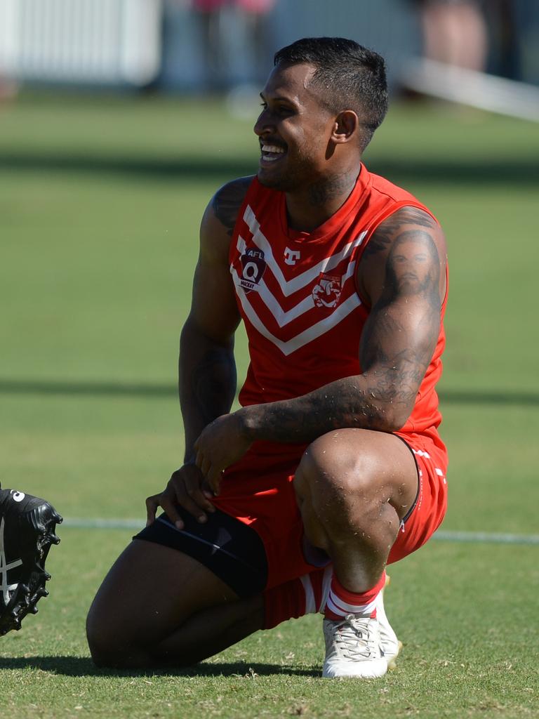 Ben Barba made his senior Aussie rules debut for Eastern Swans at the weekend. He kicked seven goals in Reserve Grade and backed it up with six more majors in A-Grade. Photo: Callum Dick