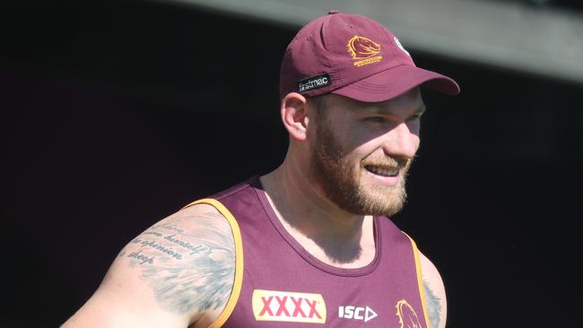 Matt Lodge at Broncos training. Picture: Annette Dew