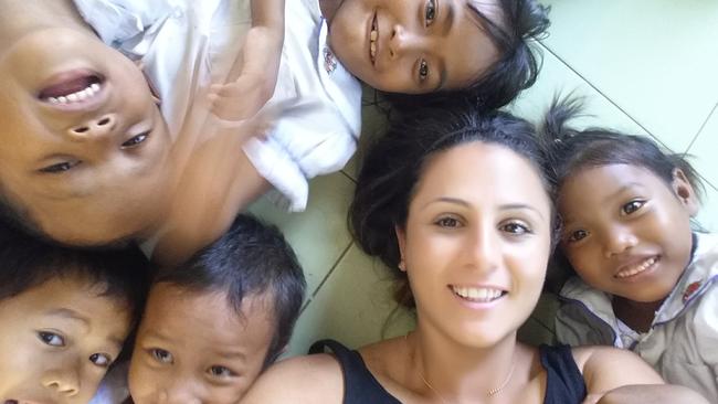 Laurina Khadi with some of the orphans from the New Hope for Cambodia Children orphanage