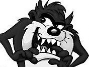 Warner Bros animated cartoon character Taz, the Tasmanian Devil.