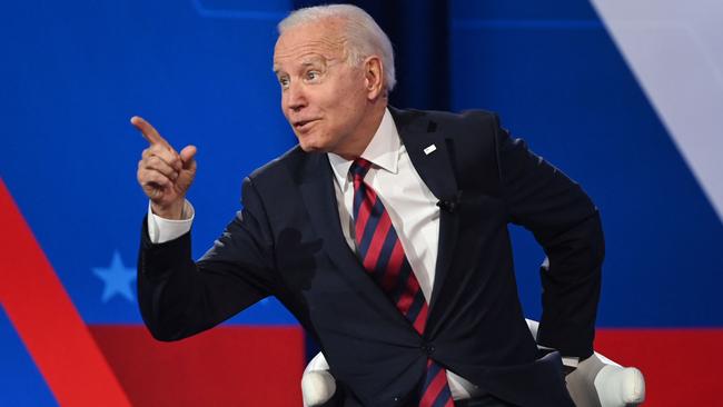 Joe Biden participates in a CNN Town at Mount St Joseph University in Cincinnati, Ohio, on Thursday. Picture: AFP