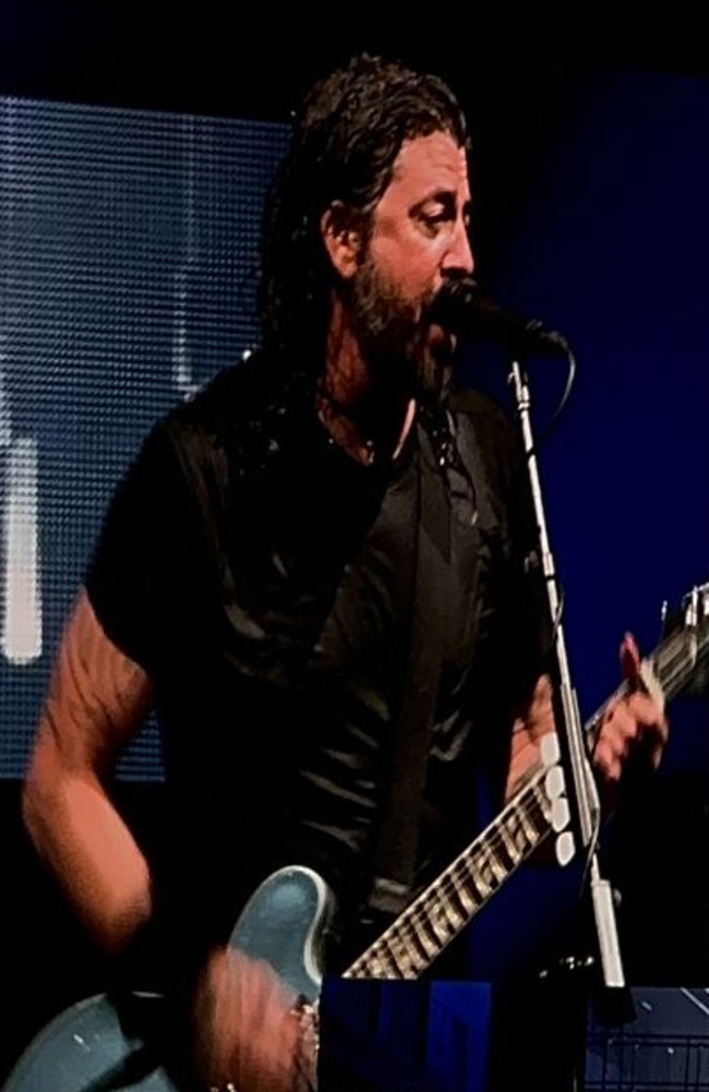 Grohl was drenched after pouring multiple cups of water over his head. Picture: News.com.au / Jasmine Kazlauskas