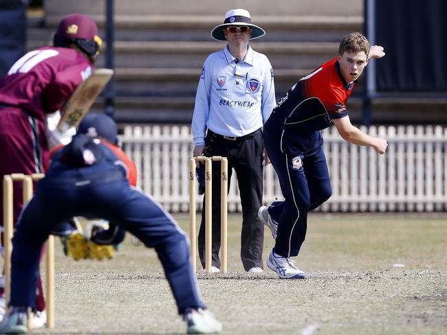 Sam Weir bowling for Easts during last season’s Poidevin-Gray Shield. Picture: John Appleyard