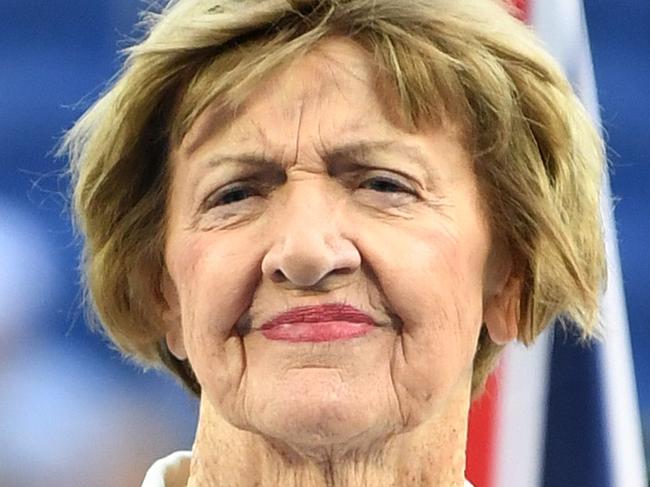 MELBOURNE, AUSTRALIA - JANUARY 28: Margaret Court looks on during a Tennis Hall of Fame ceremony on day nine of the 2020 Australian Open at Melbourne Park on January 28, 2020 in Melbourne, Australia. (Photo by Morgan Hancock/Getty Images)