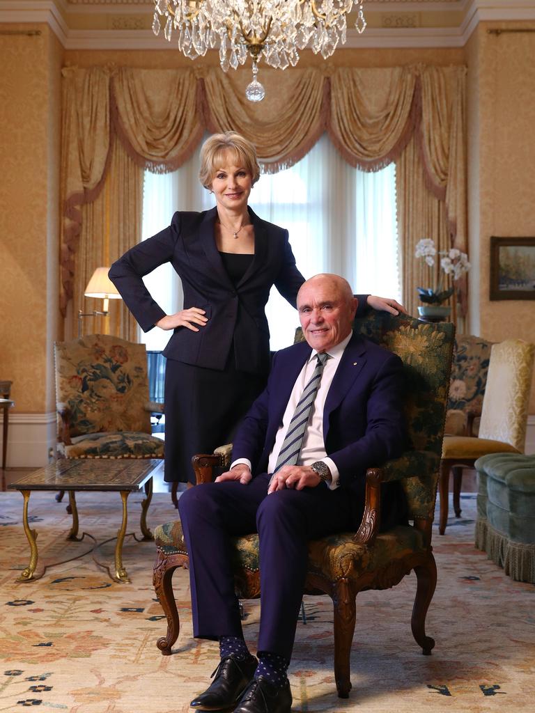 Paul Little and his wife Jane Hansen inside their Toorak home. Picture: Aaron Francis/The Australian.