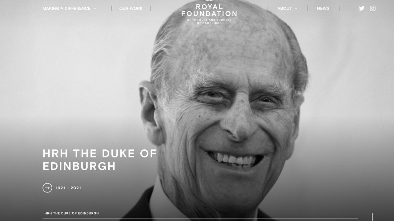 The Duke and Duchess of Cambridge update their official website paying tribute to Prince Philip