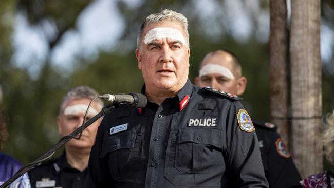 NT Police Commissioner Michael Murphy delivers an apology to First Nations people at Garma. He pledges to eliminate racism and is determined to improve relations between police and First Nations people. Photography Teagan Glenane / YYF