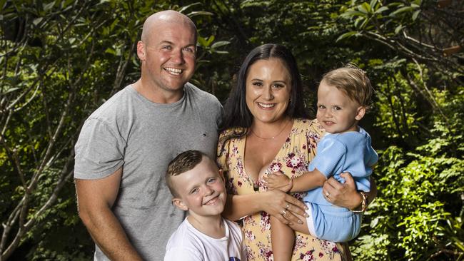 Wayde Kelly with Sammy and sons Kyden and Koa. Picture: Nigel Hallett