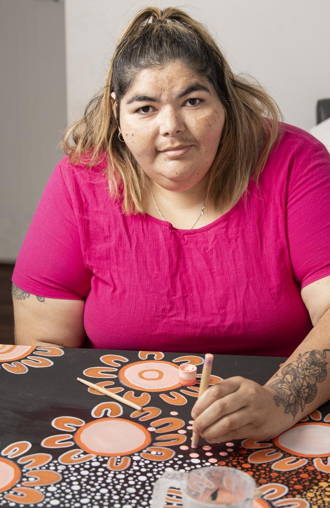 Indigenous artist and NAIDOC Week award recipient Shayla Collins-Wharton, Wednesday, July 10, 2024. Picture: Kevin Farmer