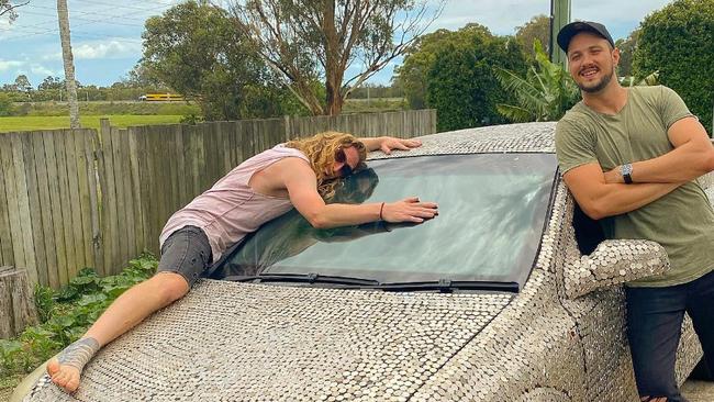 Marty and Michael once glued five cent coins to their car for a video on their comedy YouTube channel. Picture: Instagram / Marty and Michael