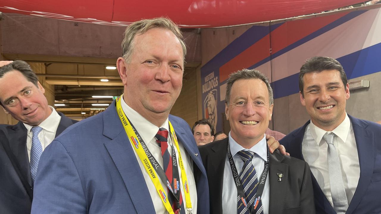 Gil McLachlan, Glen Bartlett, John Worsfold and Andrew Embley at the 2021 grand final in Perth at Optus Stadium.