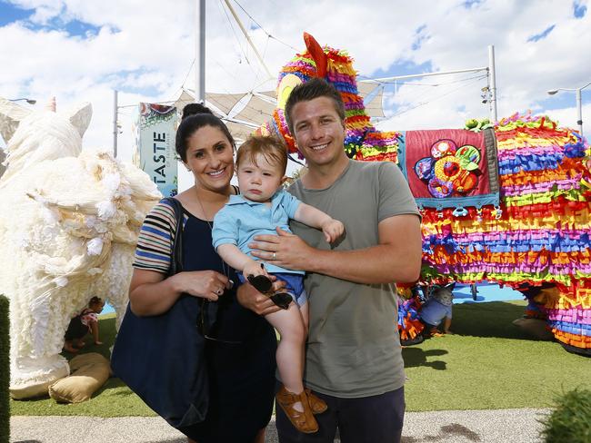 Ali, Andy, 1, and Shae Hickey, all of New Town, at the Taste of Tasmania. Picture: MATT THOMPSON