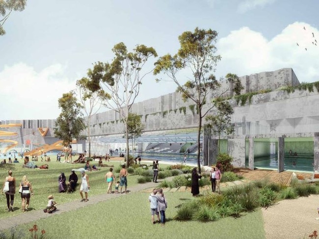 Leisure Centre shown as part of the Woodward Place Masterplan. Picture: Terrior architecture