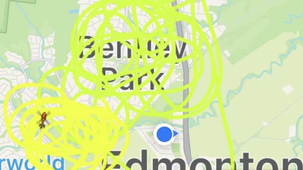 A track map swing the route of the Rescue 510 helicopter over south Cairns suburbs on Sunday. Picture: Supplied