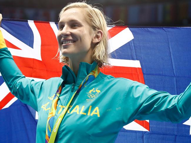 RIO DE JANEIRO, BRAZIL - AUGUST 10:  Silver medalist Madeline Groves of Australia poses during the medal ceremony for the Women's 200m Butterfly Final on Day 5 of the Rio 2016 Olympic Games at the Olympic Aquatics Stadium on August 10, 2016 in Rio de Janeiro, Brazil.  (Photo by Clive Rose/Getty Images)