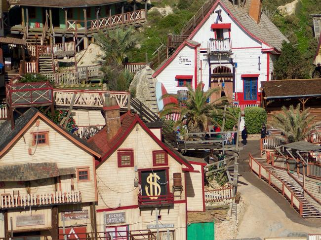 MELLIEHA, MALTA - DEC 30th, 2019: View of Popeye Village. Popeye Village was used as the set for Robert Altman's movie Popeye and is now in use as an amusement park.  Picture: istock