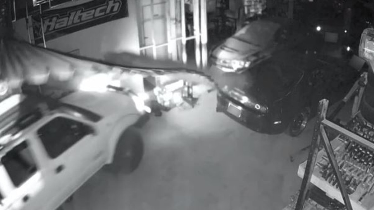 A stolen Nissan Navara was used to ram into the business’ steel door. Picture: Supplied