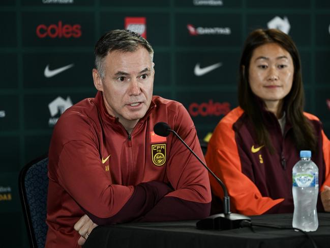 China coach Ante Milicic and defender Wu Haiyan are ready for the Matildas on Friday night. Picture: Mark Brake/Getty Images