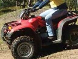 SAFE RIDING: An example of the correct way to ride a quad bike.