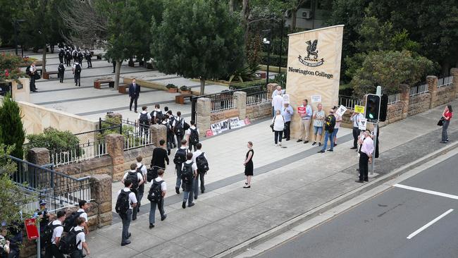 The school vowed to protect the safety of its students during the protest. Picture: NCA NewsWire/ Gaye Gerard