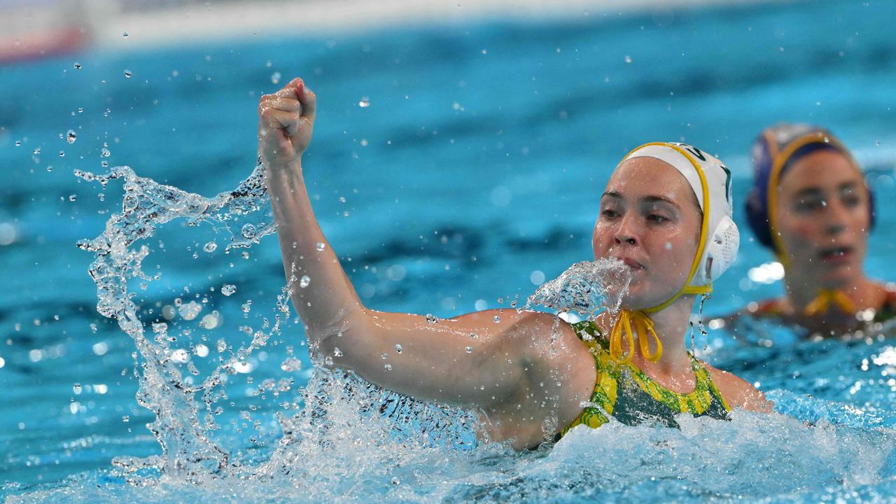 Alice Williams celebrates scoring a penalty. (Photo by Andreas SOLARO / AFP)