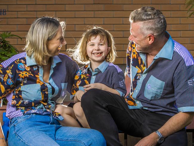 Harriet with parents Anna and Jay Sanders. Picture: Nigel Hallett