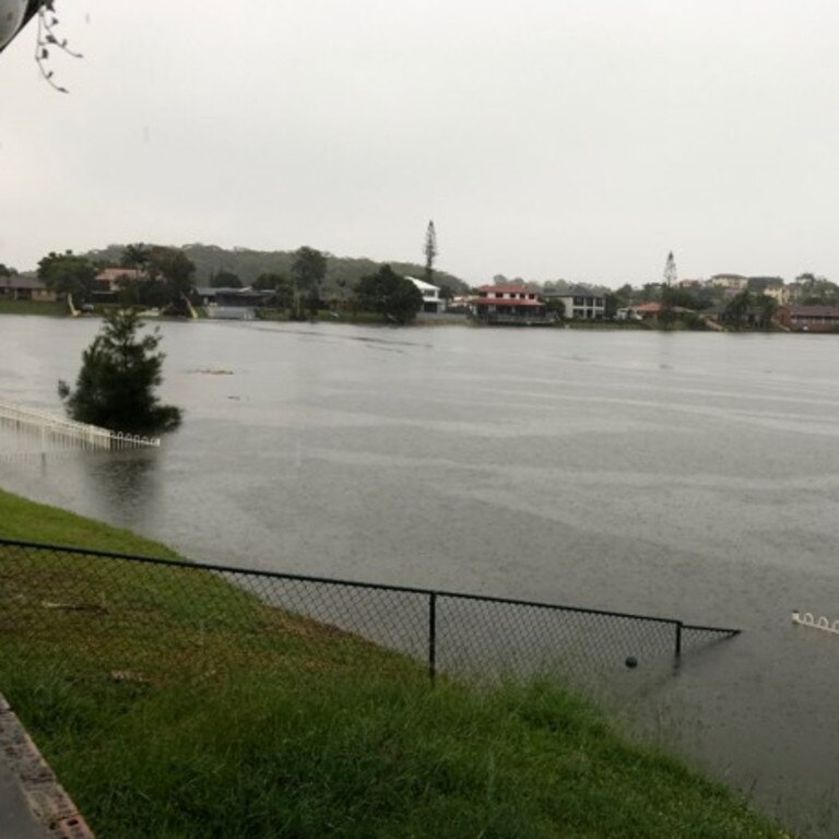 Flooding behind Burleigh Sports Club on Christine Ave. Picture: Tracey Redshaw