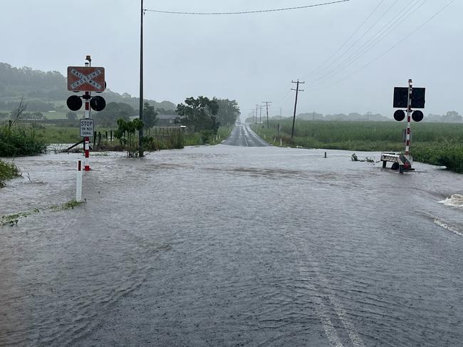 Richmond Rd at Glenella closed due to flooding. Photo taken at 8.20am, February 4 2025. Picture: Luke Lay