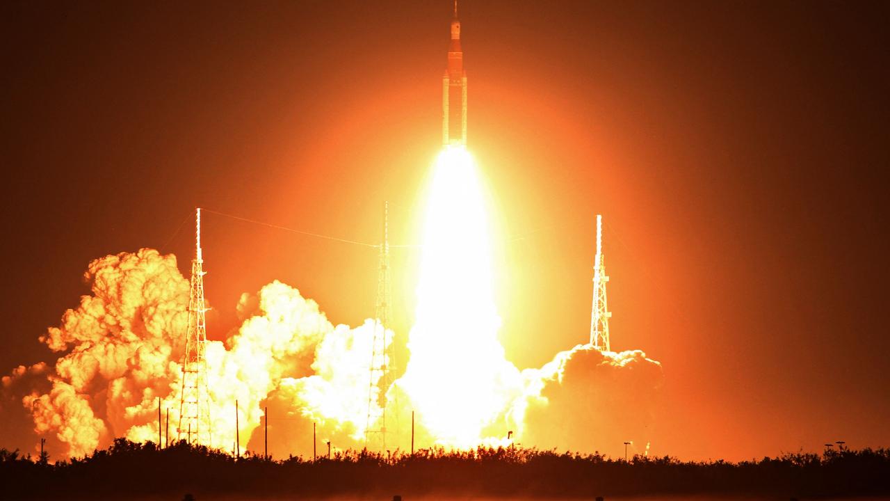 The Artemis I unmanned lunar rocket lifts off from launch pad 39B at NASA's Kennedy Space Center in Cape Canaveral, Florida. Picture: AFP