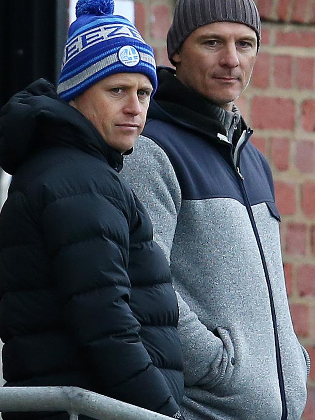 Carlton coach Brendon Bolton watches the Blues’ VFL side on Sunday. Pic: Michael Klein