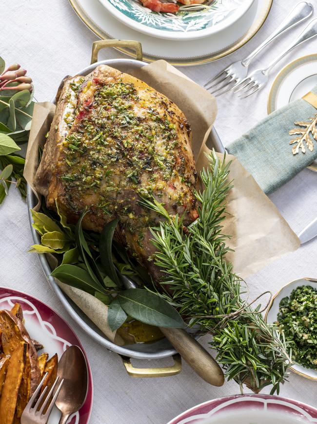 Roast leg of lamb. Picture: Alan Benson. Stylist: Jane Hann. Home Decor: Tina McLeish