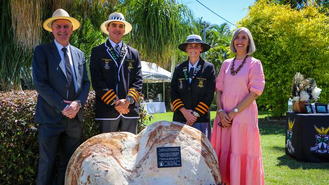 All Souls St Gabriels School headmaster Darren Fleming, school captains Matt McKellar and Piper Godfrey, and ASSG board chairman Diane Alford at the High Tea at Advent House to mark 100 years of St Gabriel's School in Charters Towers. Picture: Tracy Maff