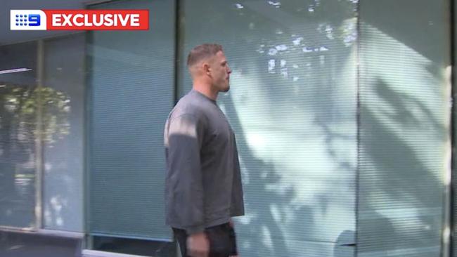 George Burgess arrives at Mascot Police station on Monday afternoon. Picture: Nine News