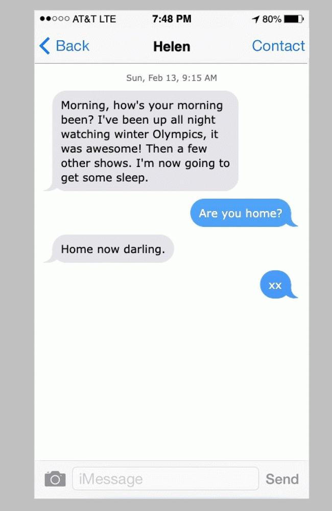 The last text message exchange between Michelle Cain and her best friend Helen Barnett before Helen vanished, last spotted near her home outside of Koumala in the Mackay region on February 13, 2022.