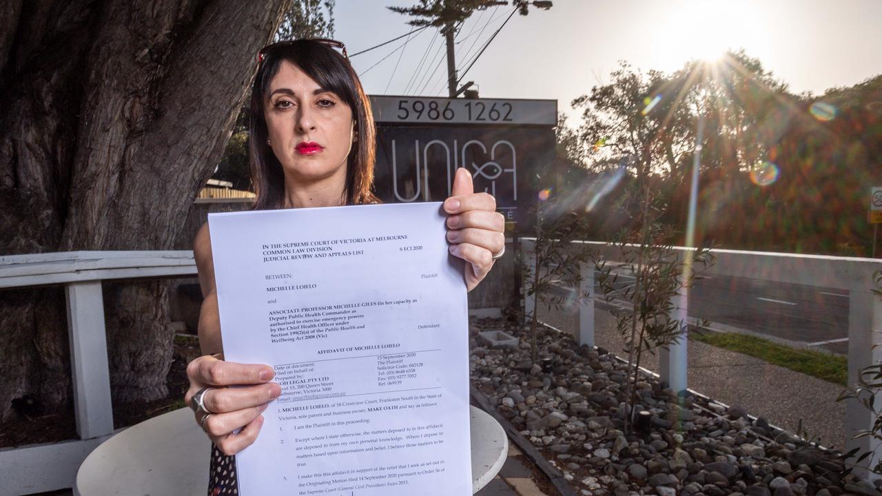 Unica Cucina e Caffe restaurant owner Michelle Loielo is taking the Victorian government to court over lockdown restrictions. Picture: Jake Nowakowski