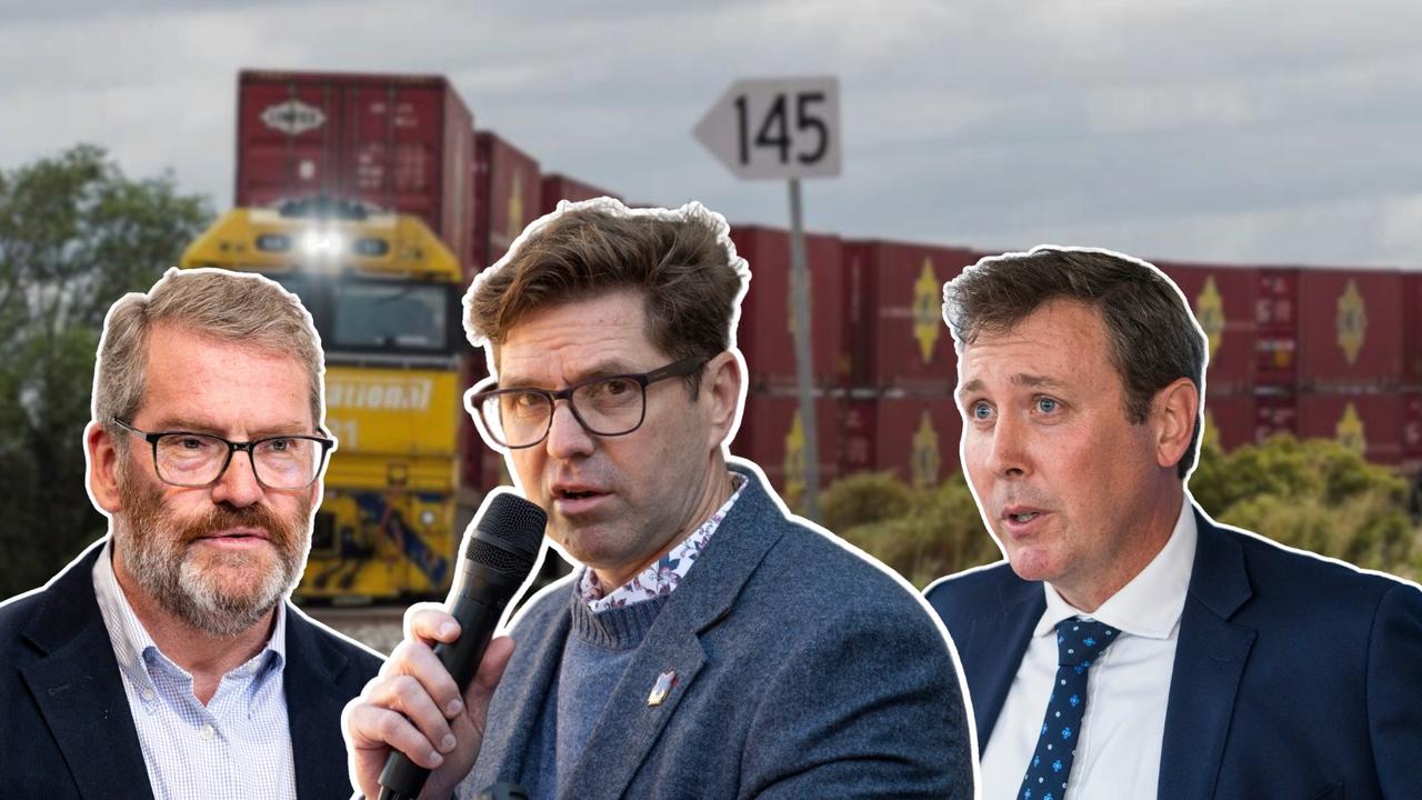 John McVeigh; Geoff McDonald; Garth Hamilton on the Inland Rail.