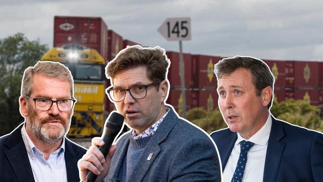 John McVeigh; Geoff McDonald; Garth Hamilton on the Inland Rail.