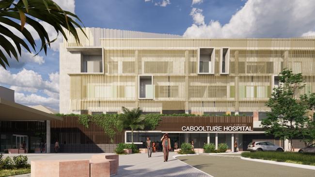 An artist's impression of what Caboolture Hospital’s main entrance will look like after the redevelopment.