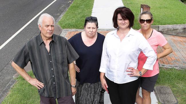 Residents (from left) Sabastino Finocchiaro, Deb Smith, Jackie Young and Adrienne Collins are angry about having to pay for 50 per cent of the cost of a new footpath, even though the council got a rate variation of 6.5 per cent for the project. Picture: Mark Scott