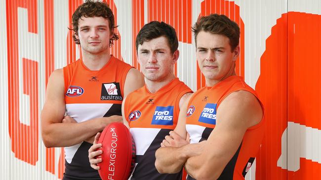 New Giants Dylan Buckley, Brent Daniels and Zac Langdon will bolster the GWS small forward brigade after the departures of Steve Johnson and Devon Smith. Picture: Richard Dobson