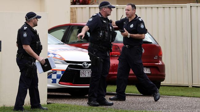 Police at the Arundel Police Beat after the shooting. Picture: Nigel Hallett