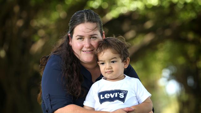 Tennille Palmer and her son Tavita Esekia, 18 months, who was diagnosed with a rare form of cancer at 5 months and is hoping to spend Christmas at home with his family . PICTURE: ANNA ROGERS