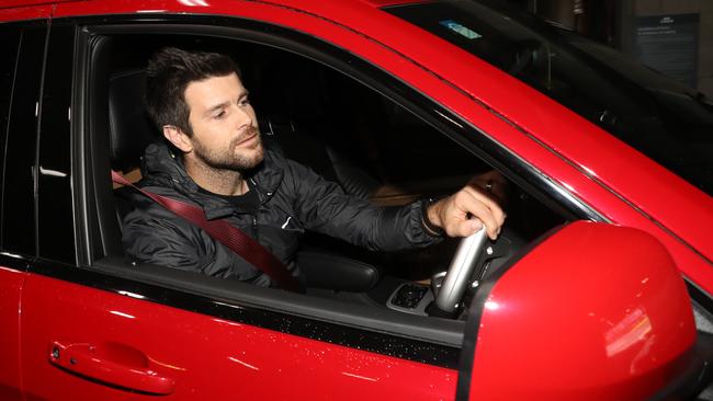 Trent Cotchin arrives at Marvel Stadium last Wednesday to be tested. Picture: Alex Coppel.